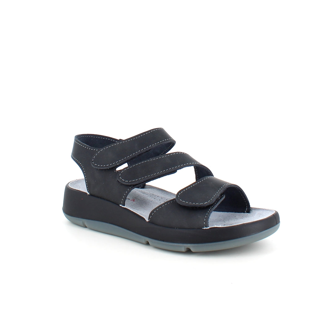 Elegant sort skindsandal med justerbare remme