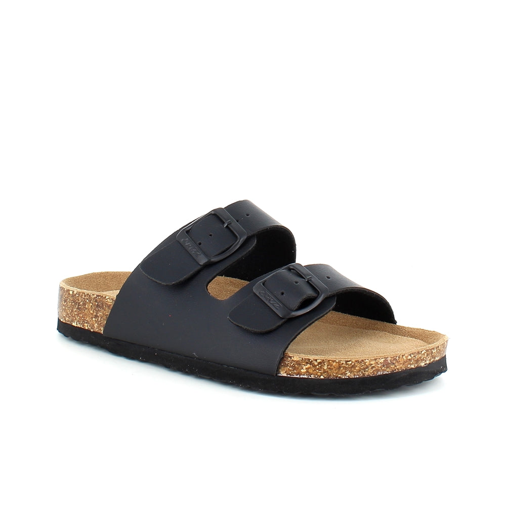 Biosandal i sort med brede remme