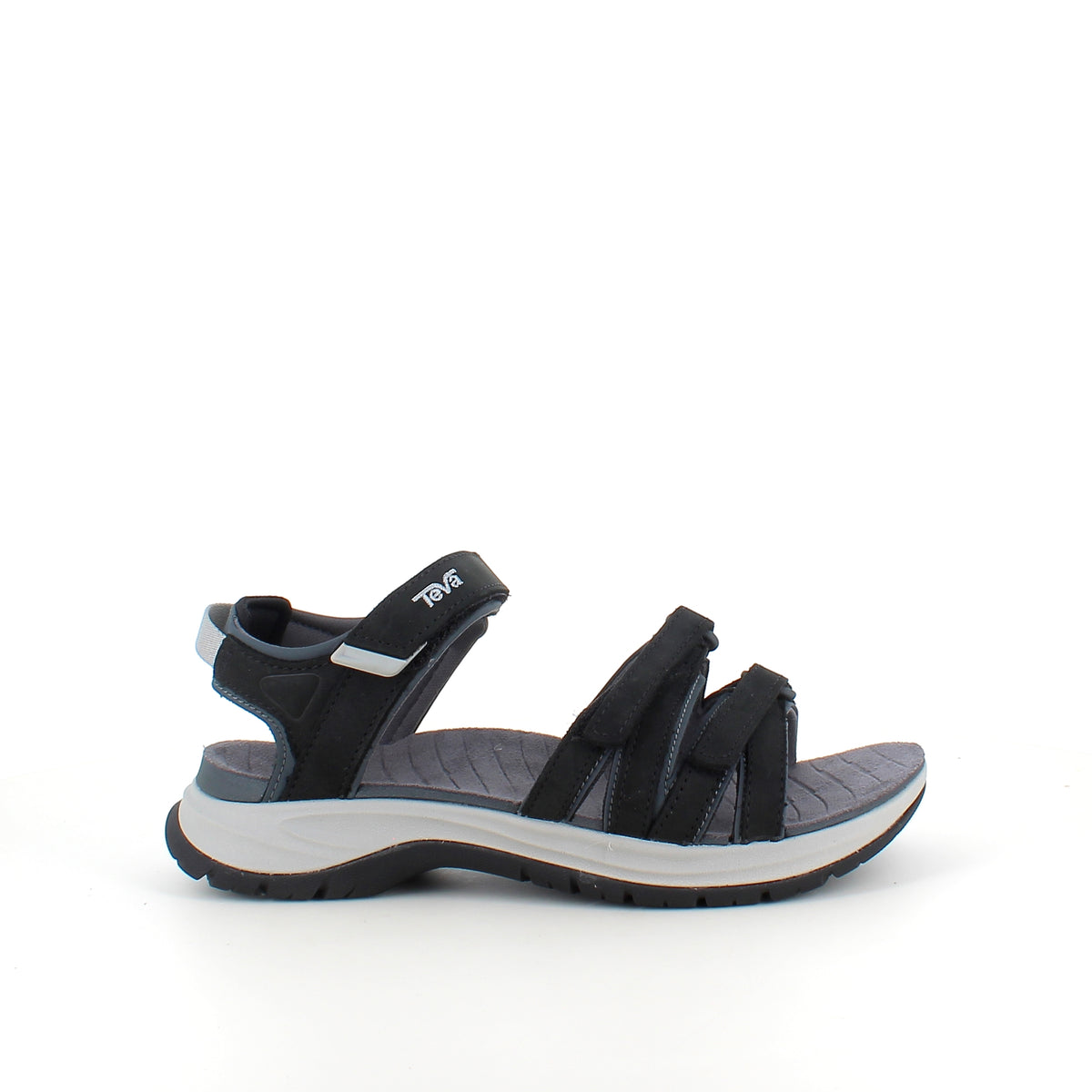 Sort Teva lædersandal med svangstøtte og stødabsorbering