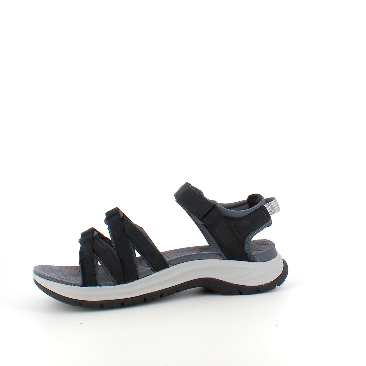 Sort Teva lædersandal med svangstøtte og stødabsorbering
