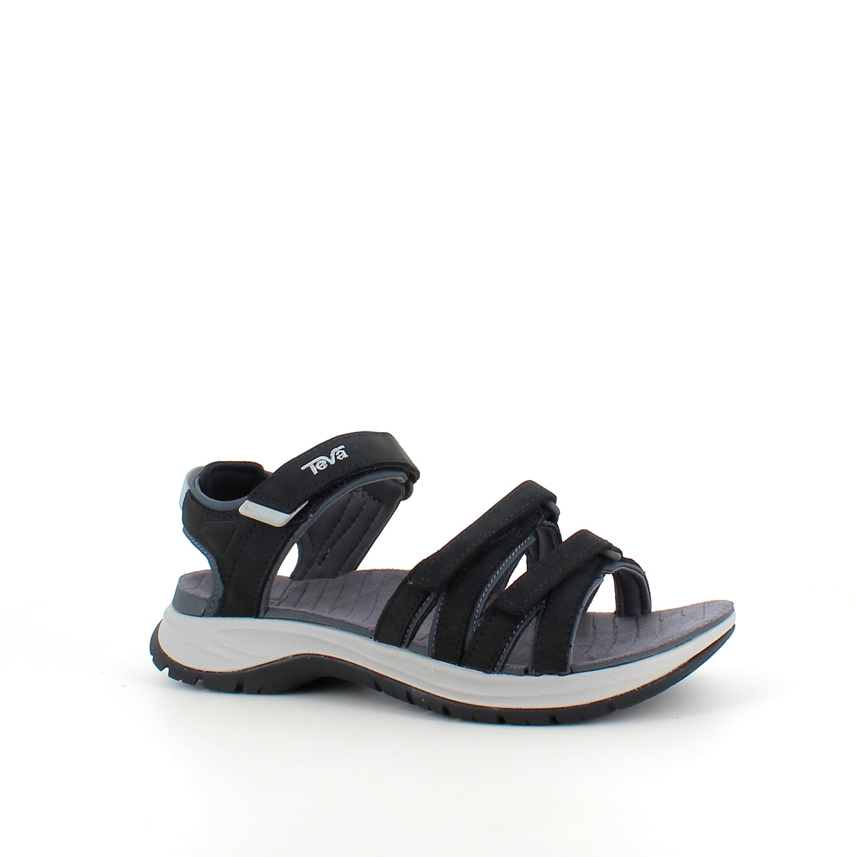 Sort Teva lædersandal med svangstøtte og stødabsorbering