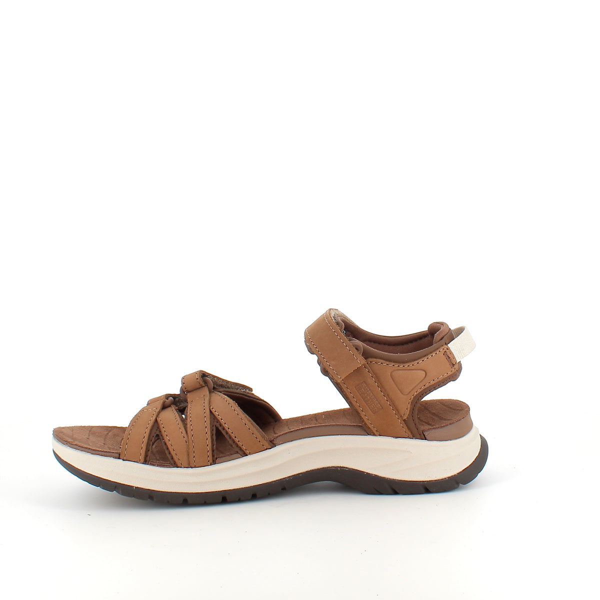 Brun Teva lædersandal med svangstøtte og stødabsorbering