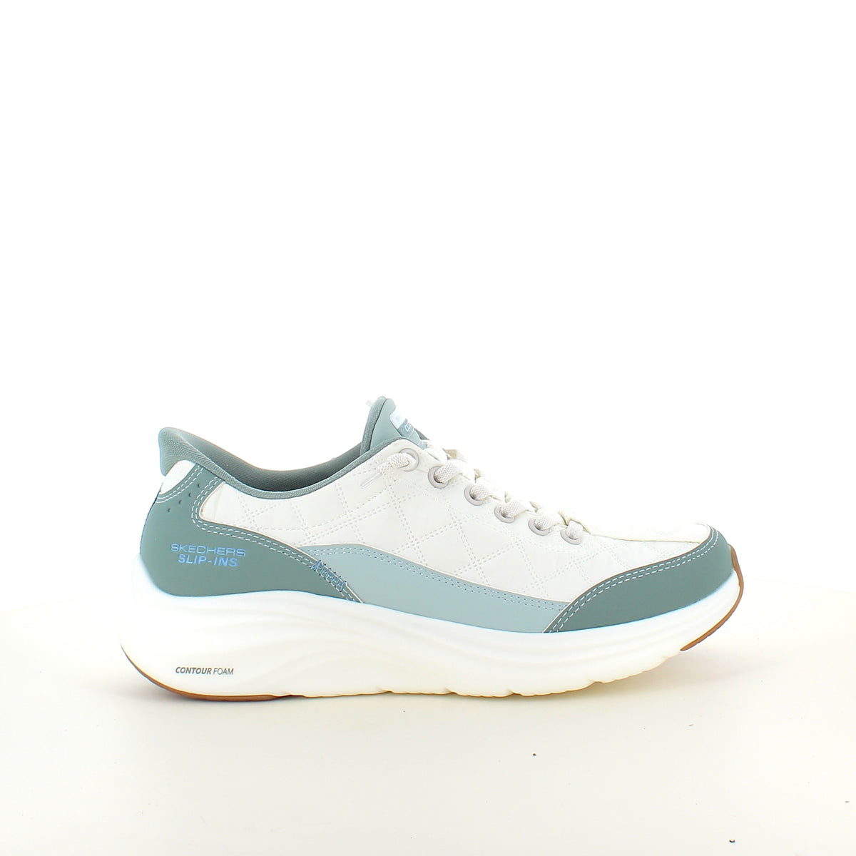 Skechers Slip-ins Contour Foam Cozy Fit i hvid og grøn