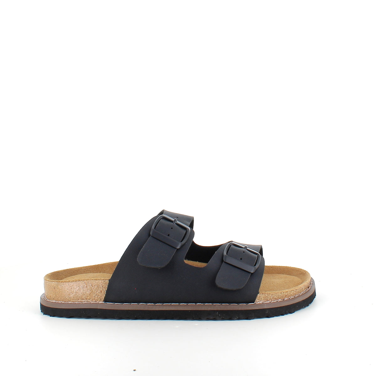 Sort slip on biosandal med stabil komfort