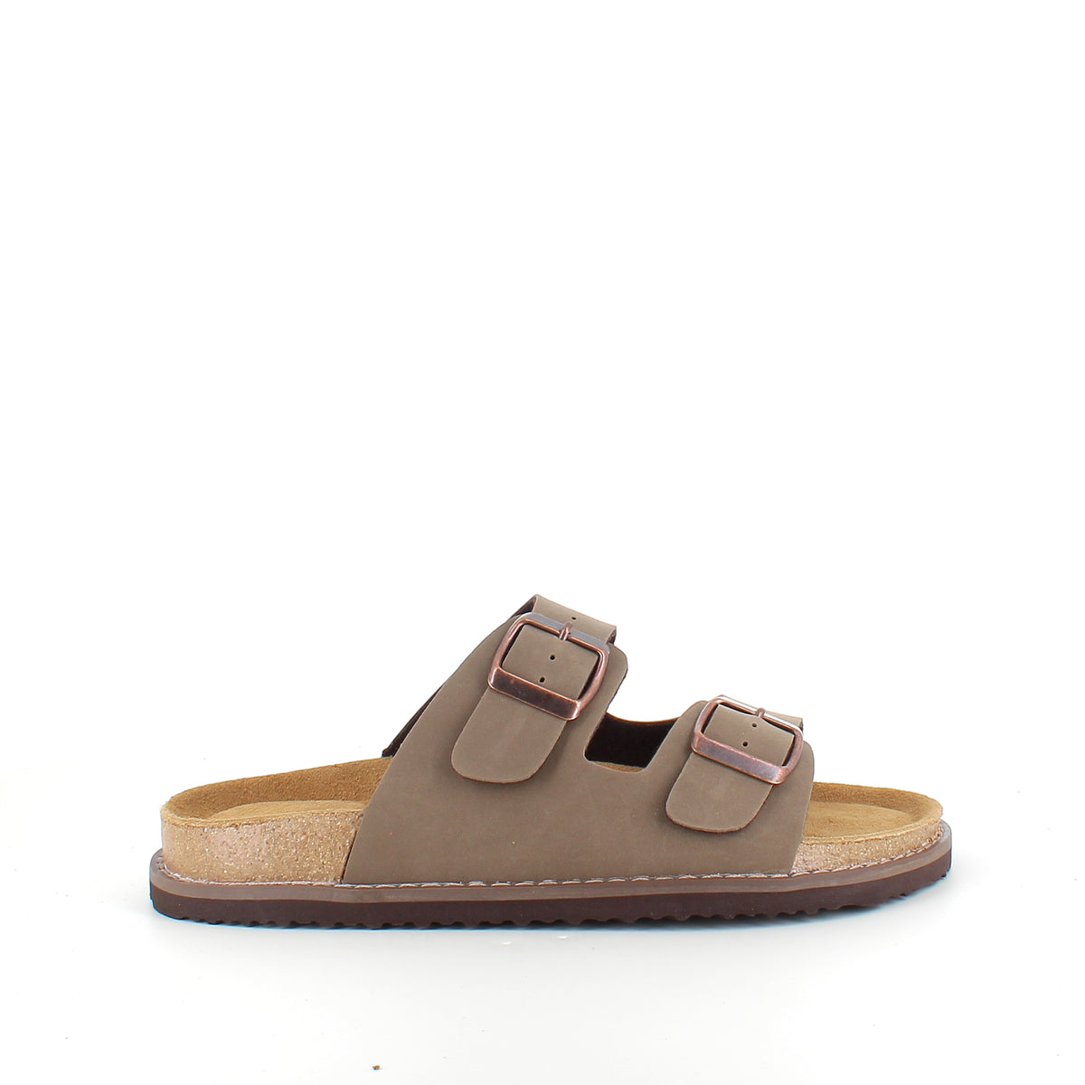 Brun slip on biosandal med blød komfort og støtte