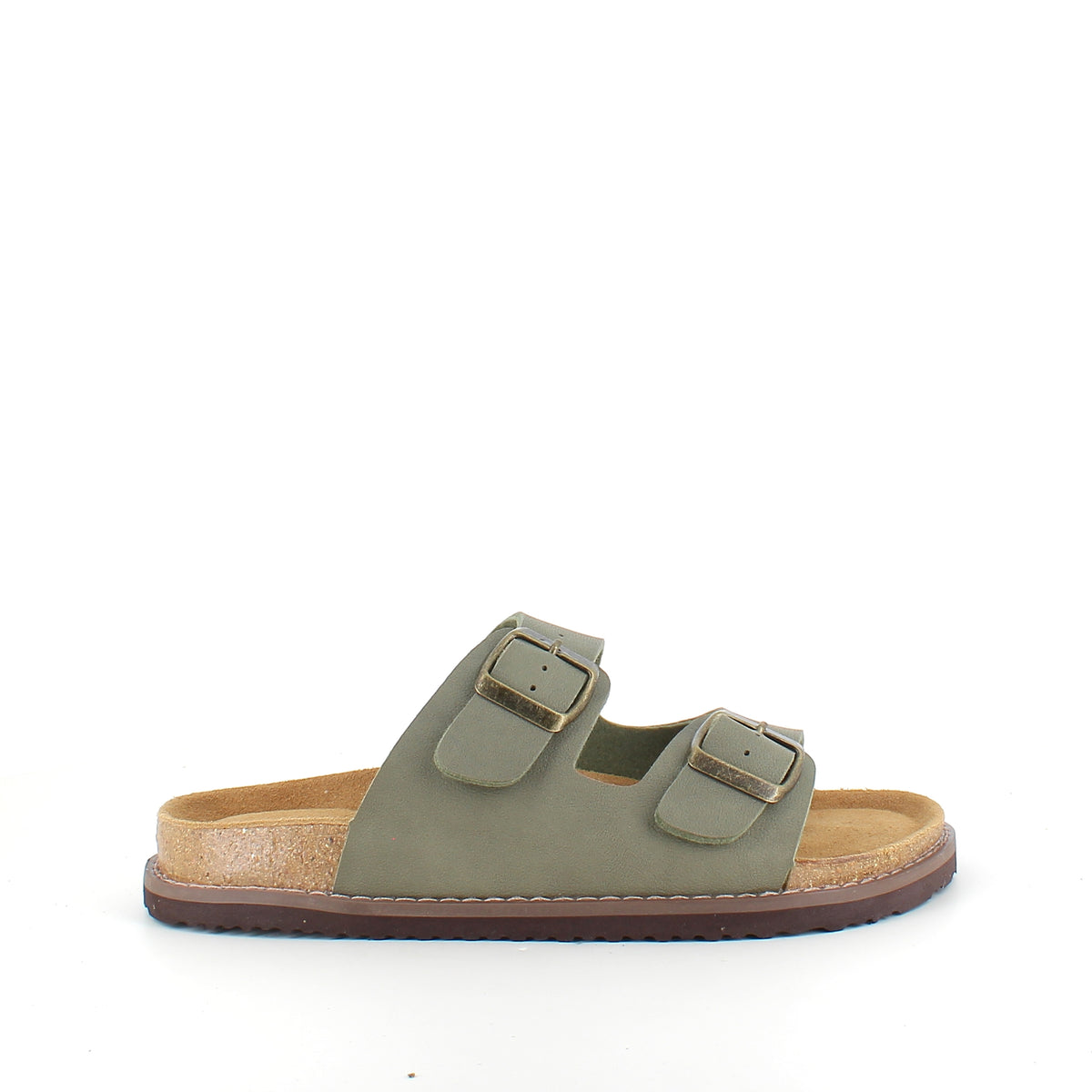 Kakigrøn slip on biosandal med komfort og støtte