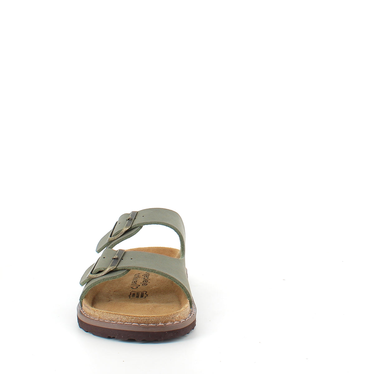 Slip on biosandal i kaki grøn – komfort & støtte med et roligt udtryk