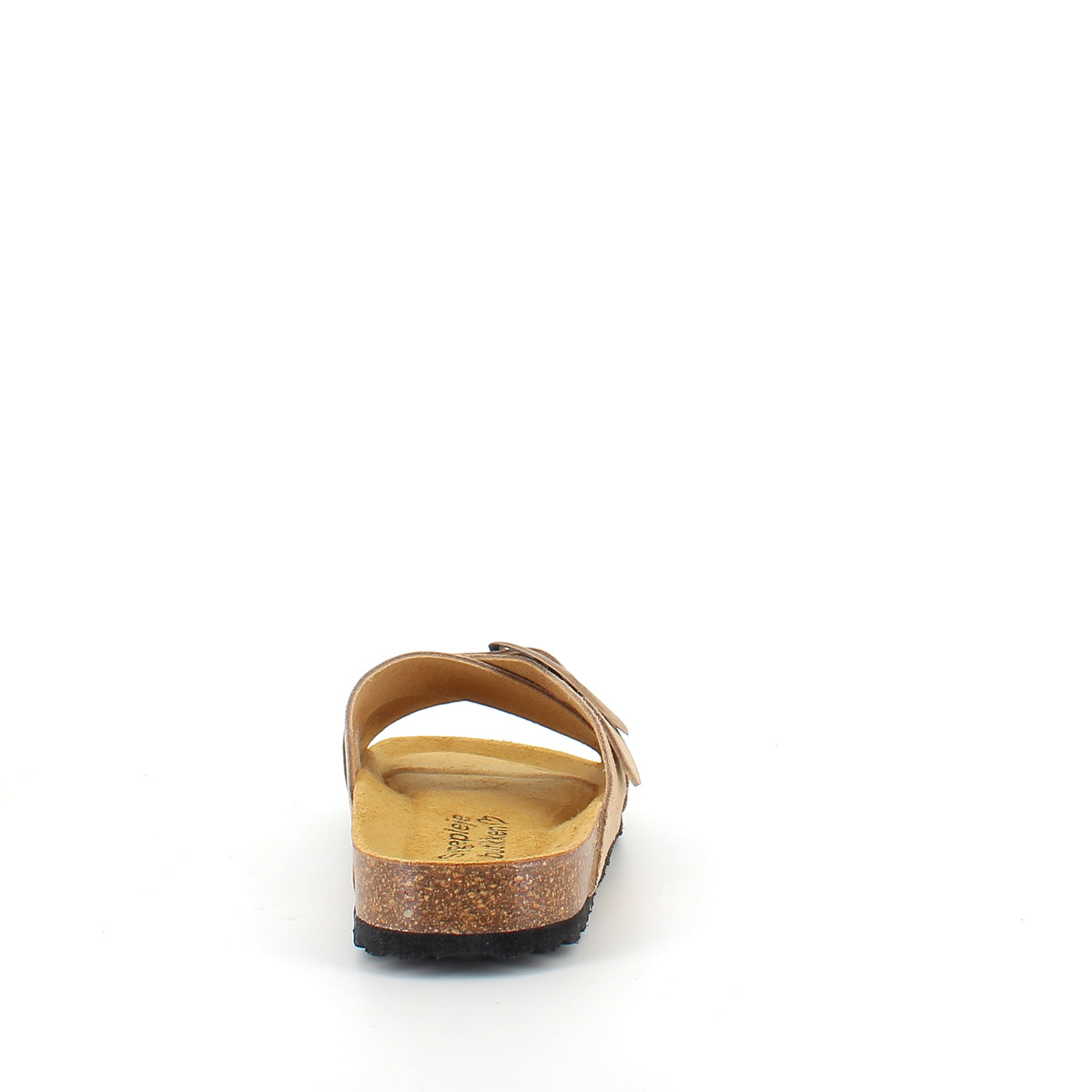 Lys brun slip on sandal i skind med dobbelt rem