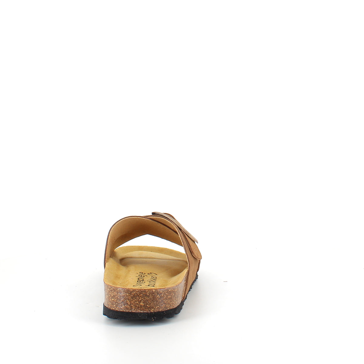 Brun slip on sandal med dobbelt rem
