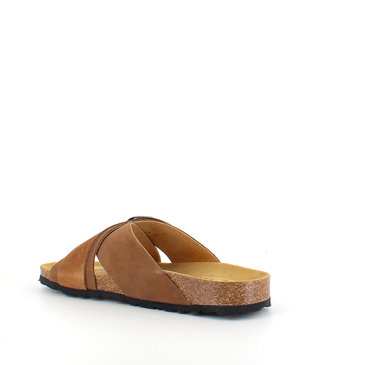 Brun slip on sandal med dobbelt rem