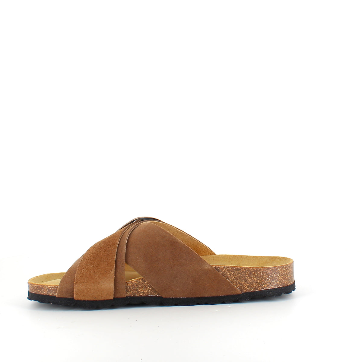 Brun slip on sandal med dobbelt rem