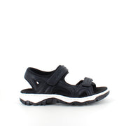 Sort Rieker sandal med stødabsorbering og velcro