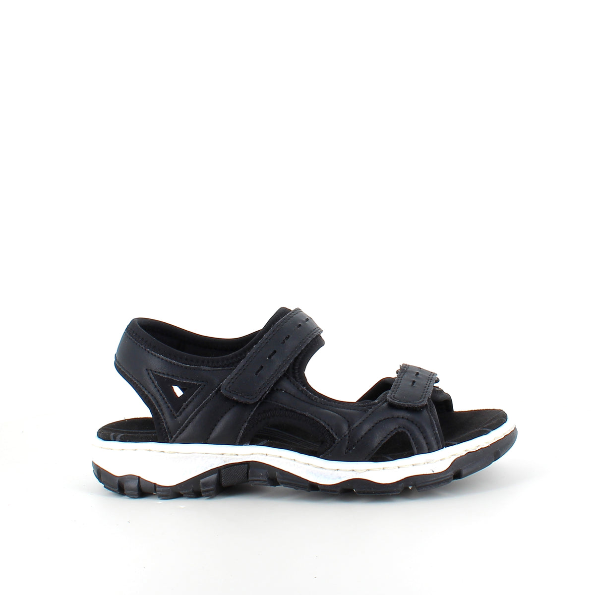 Sort Rieker sandal med stødabsorbering og velcro