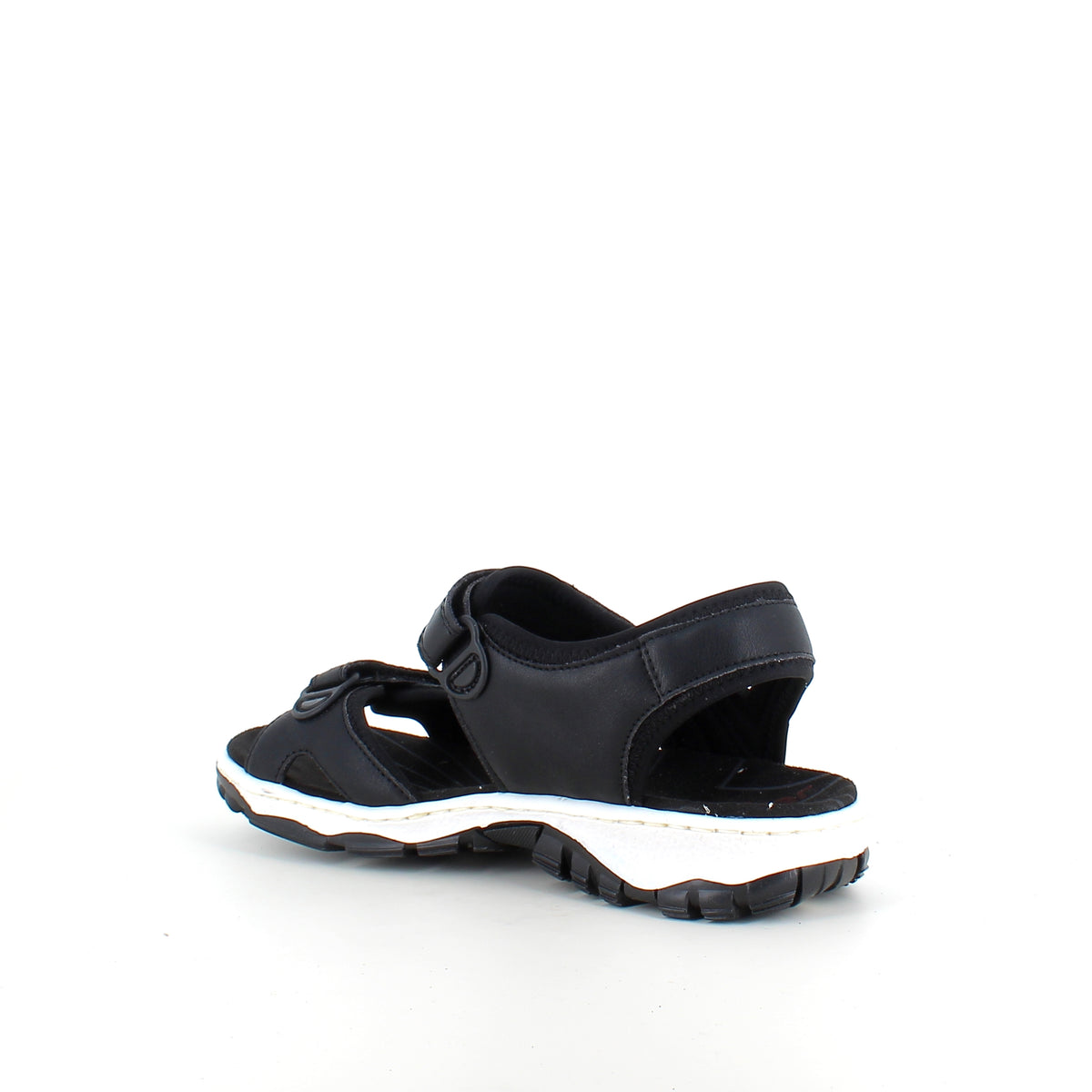Rieker sandal i sort – stødabsorberende sandal med velcro