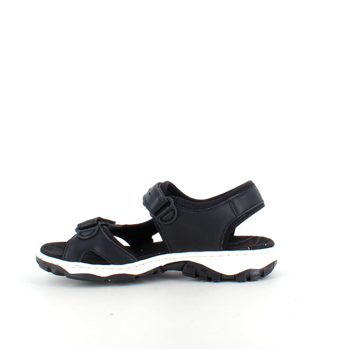 Rieker sandal i sort – stødabsorberende sandal med velcro