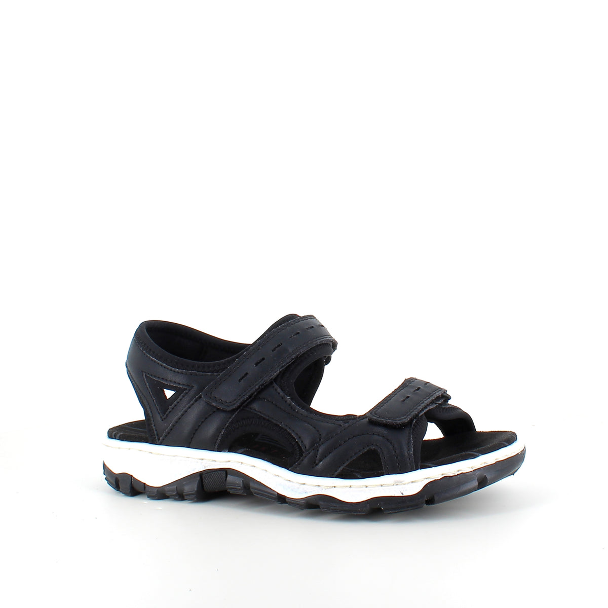 Rieker sandal i sort – stødabsorberende sandal med velcro