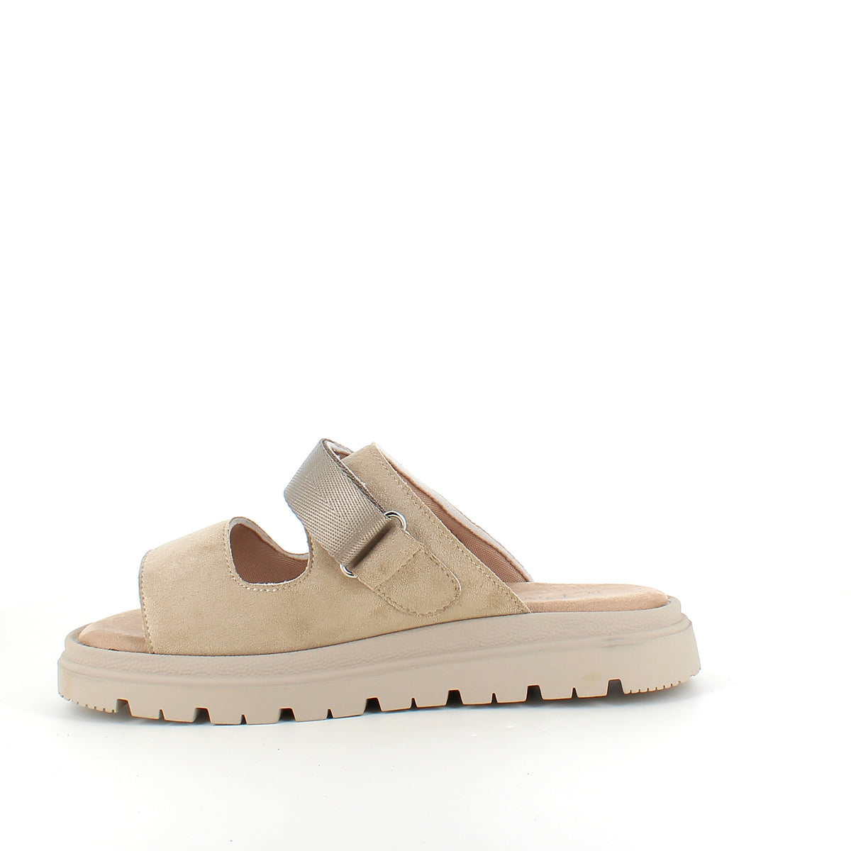 Beige sandal med justerbar rem & blød komfort