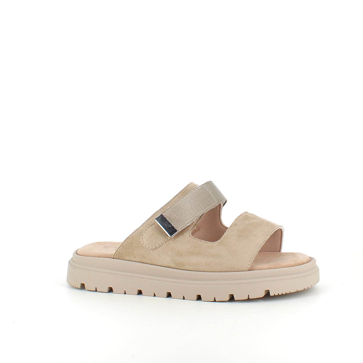 Beige sandal med justerbar rem & blød komfort