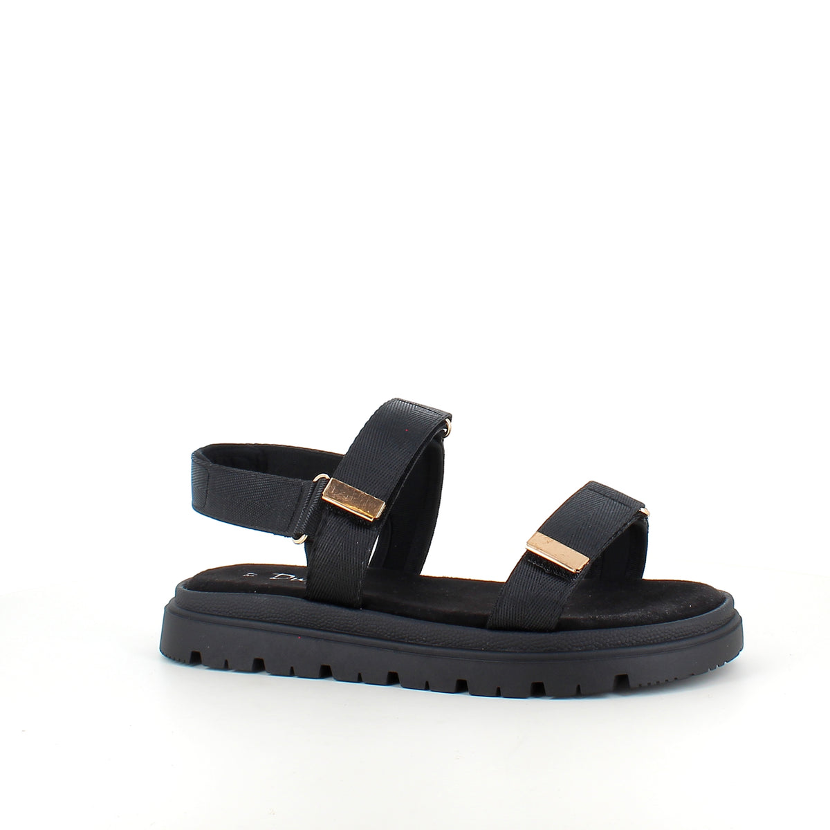 Sort sandal med justerbare remme & komfortabel sål