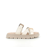 Beige Duffy sandal med justerbare remme og stabil sål