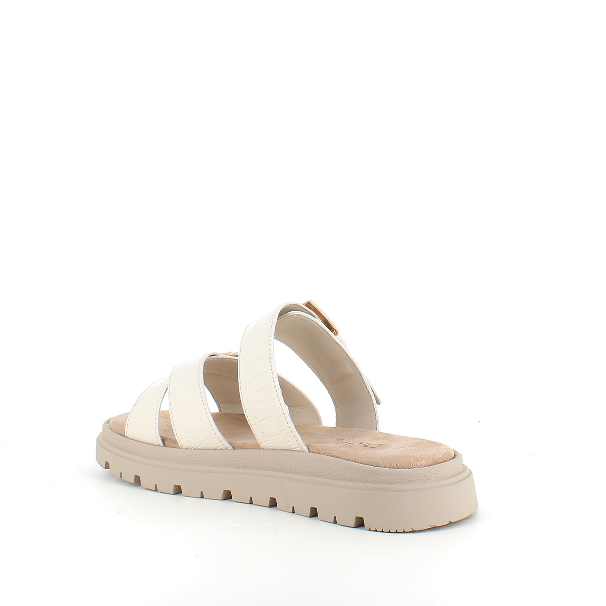 Beige komfortabel sandal med justerbare remme & stabil sål