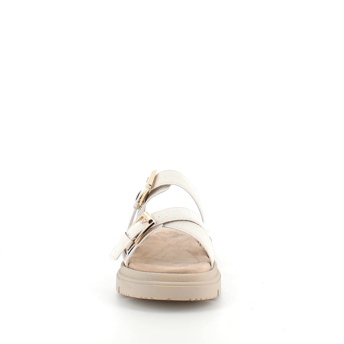 Beige komfortabel sandal med justerbare remme & stabil sål
