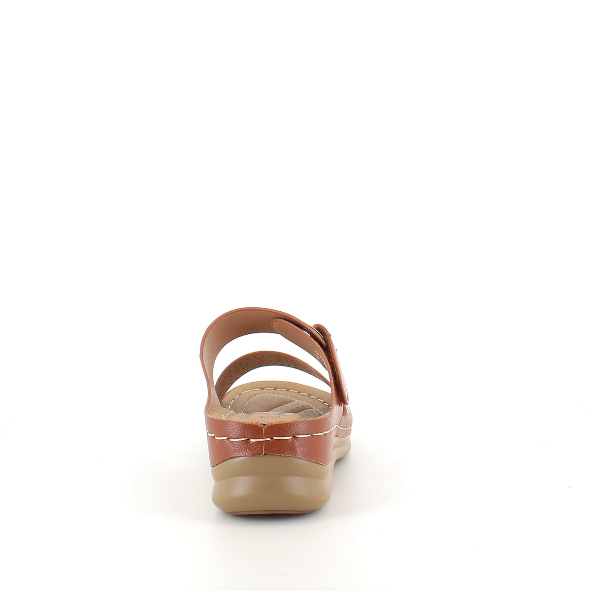 Brun slip on sandal med velcrorem – varm nuance & feminin silhuet