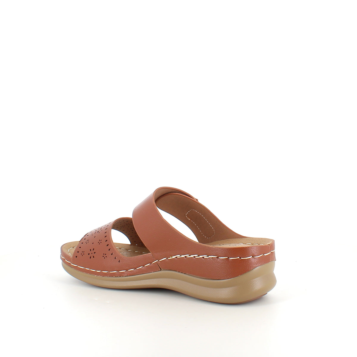 Brun slip on sandal med velcrorem – varm nuance & feminin silhuet