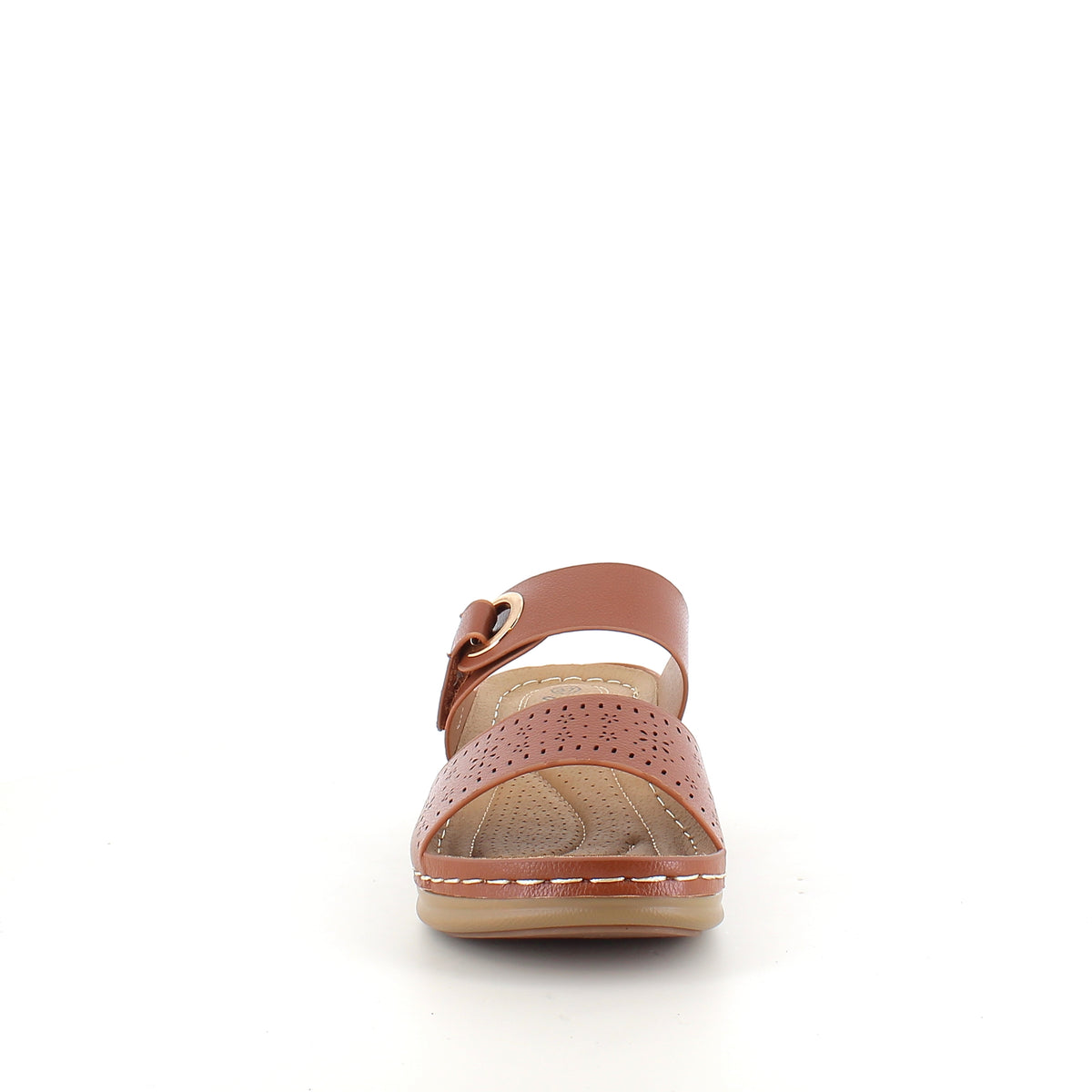 Brun slip on sandal med velcrorem – varm nuance & feminin silhuet
