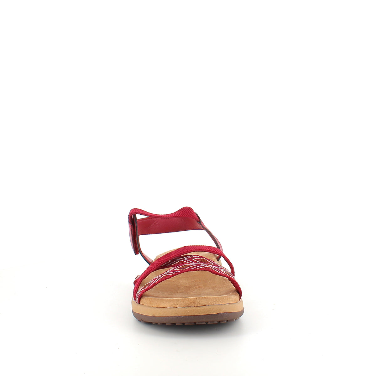Rød sandal med elastikremme & velcro – feminin & fleksibel