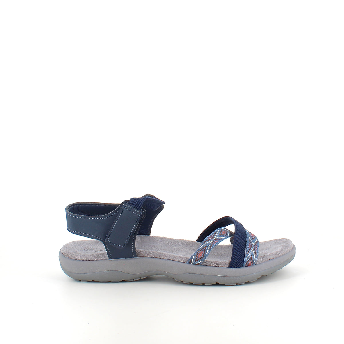 Navy sandal med elastikremme og velcro