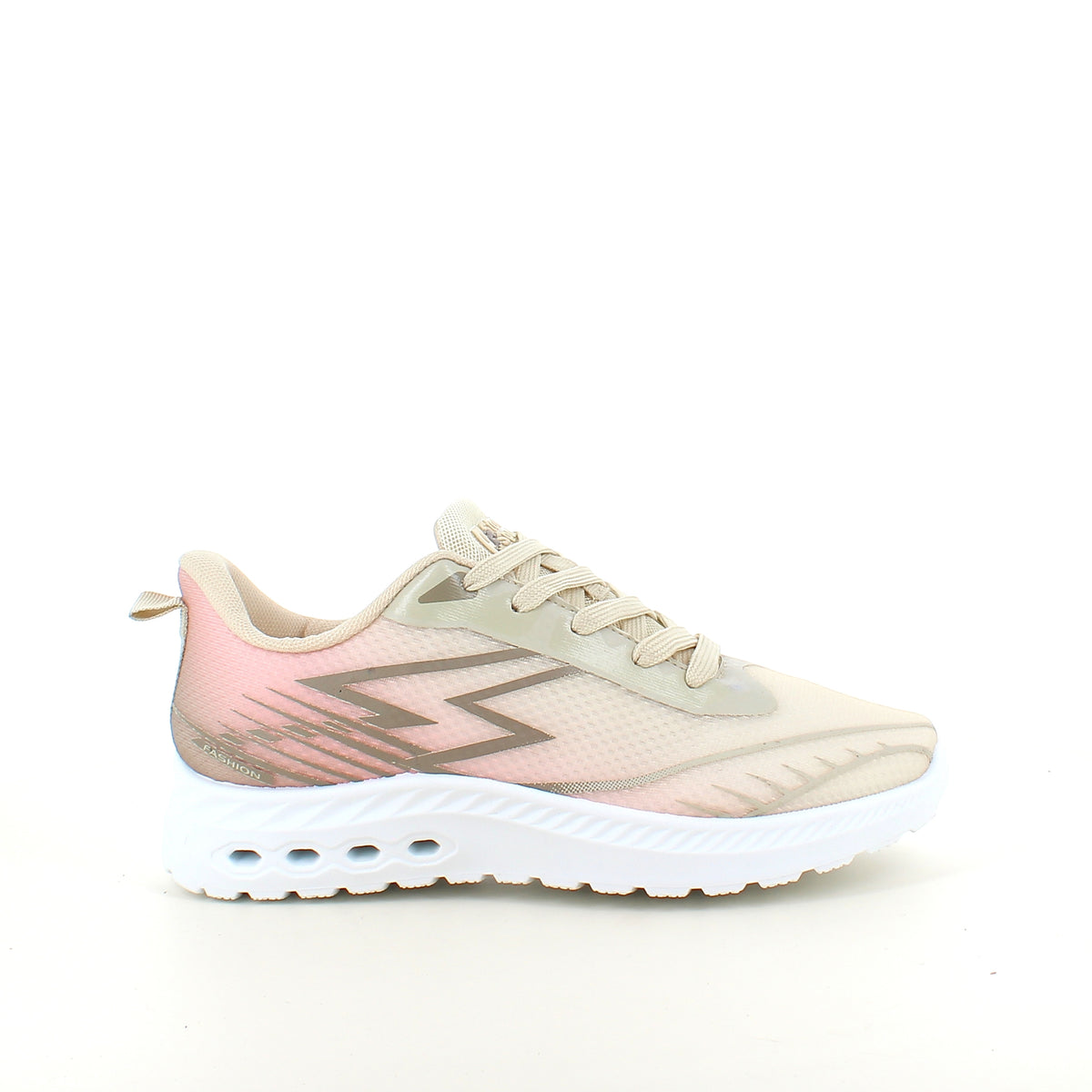 Beige letvægts sneakers i mesh med stødabsorberende sål