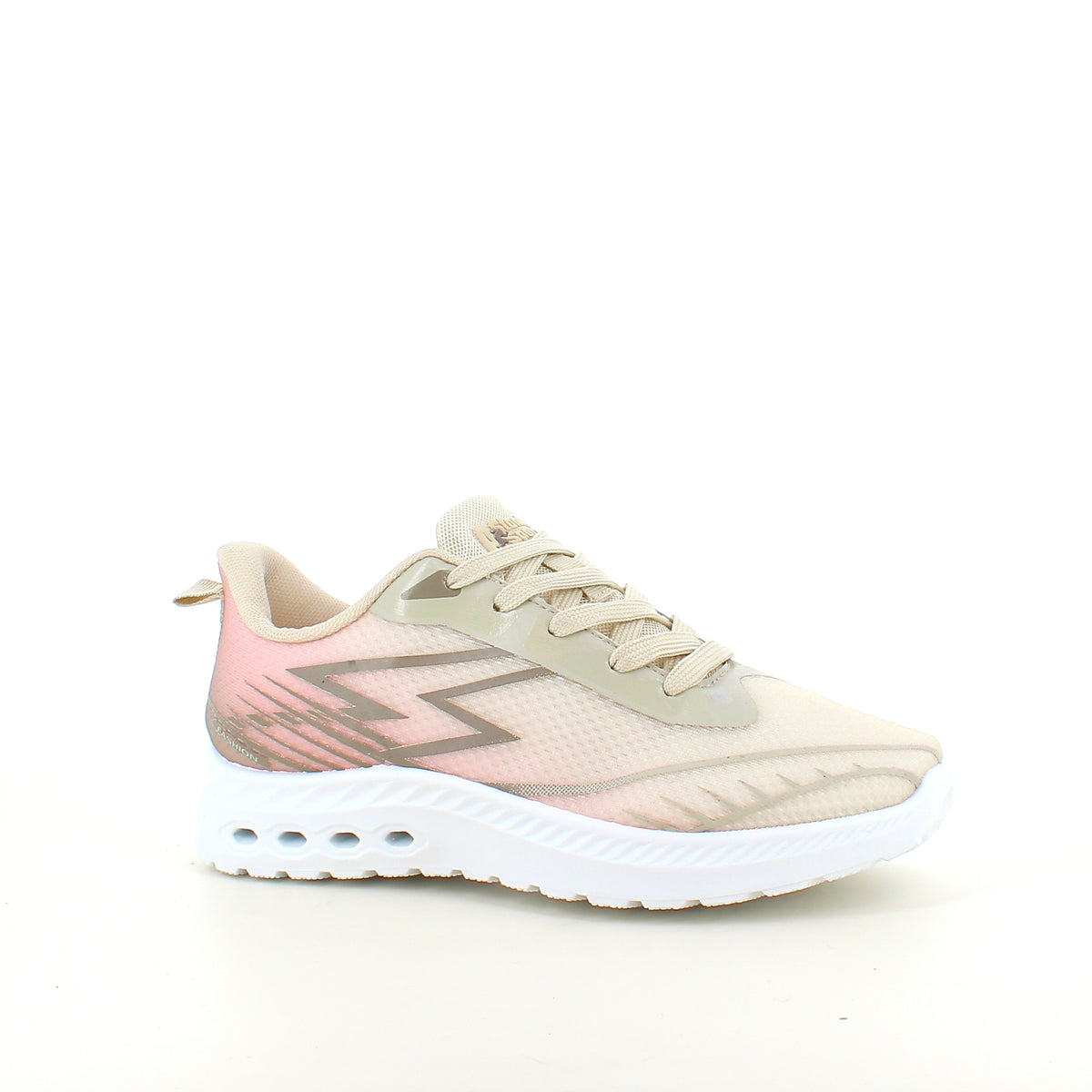 Beige letvægts sneakers i mesh med stødabsorberende sål