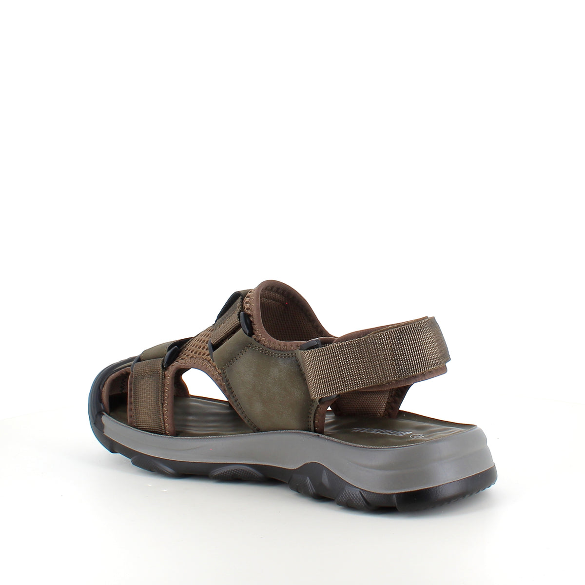 Lukket herresandal i softshell – mørkegrøn sandal med justerbare remme