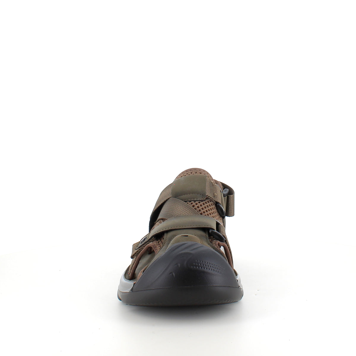 Lukket herresandal i softshell – mørkegrøn sandal med justerbare remme