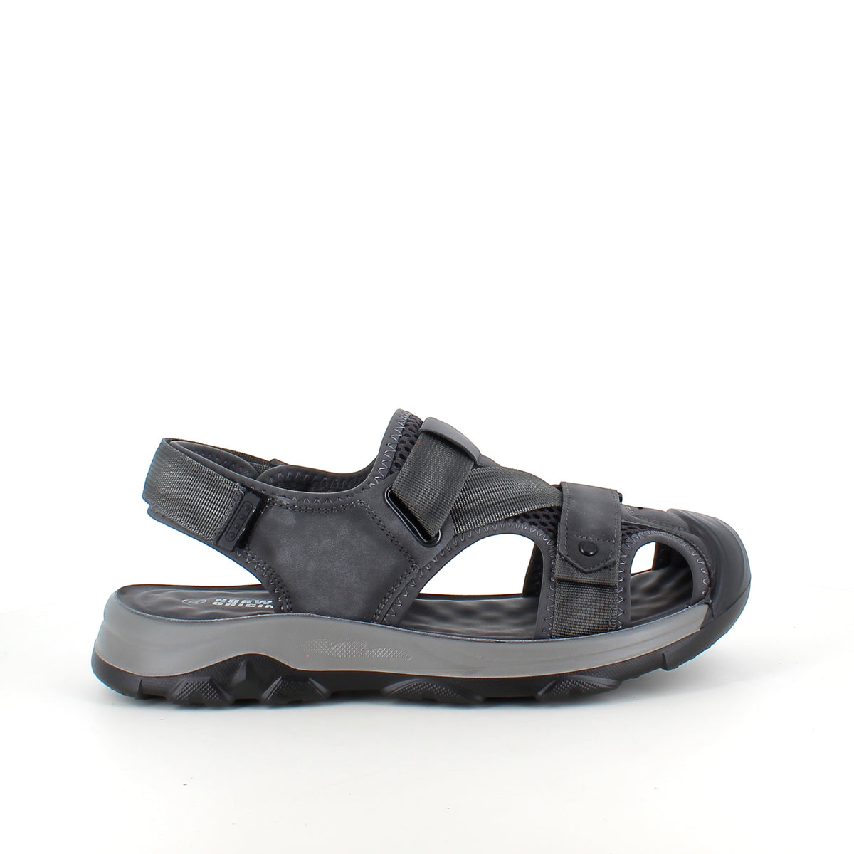 Lukket herresandal i mørkegrå softshell med justerbare remme