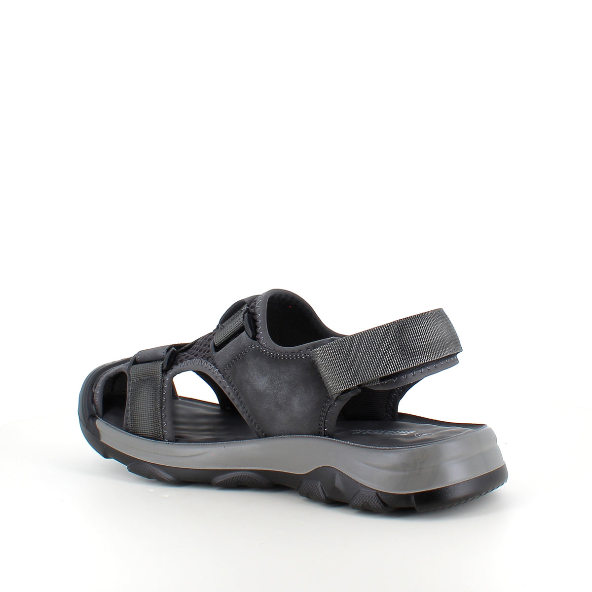 Lukket herresandal i softshell – mørkegrå sandal med justerbare remme