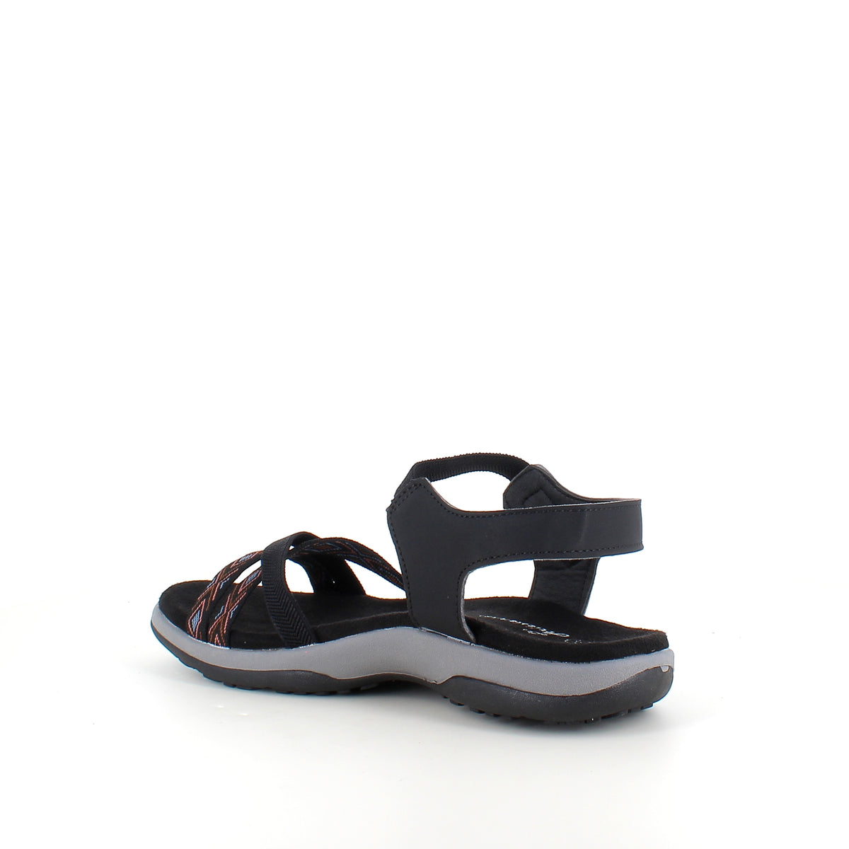 Sort sandal med elastikremme & velcro – klassisk & anvendelig