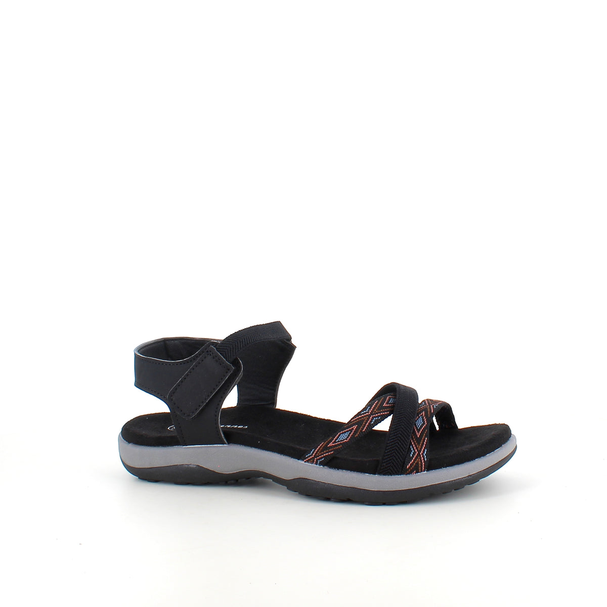 Sort sandal med elastikremme & velcro – klassisk & anvendelig
