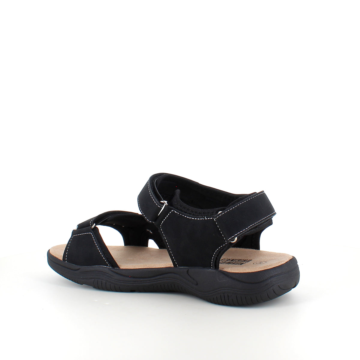 Herresandal med 3 velcroremme – sort sandal med god bredde