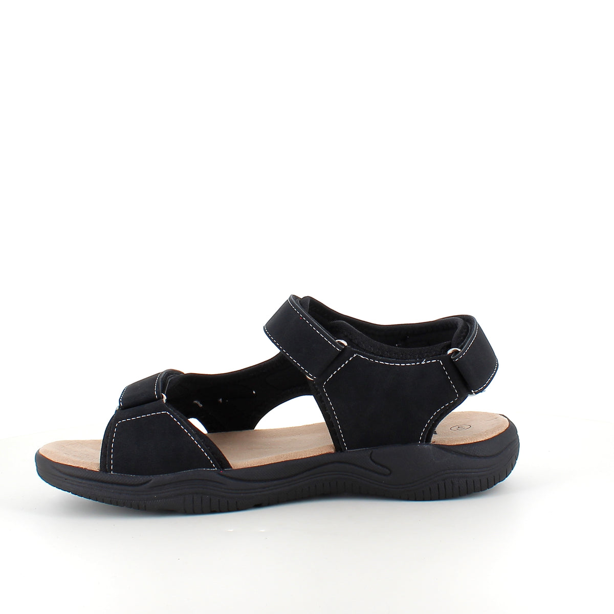 Herresandal med 3 velcroremme – sort sandal med god bredde