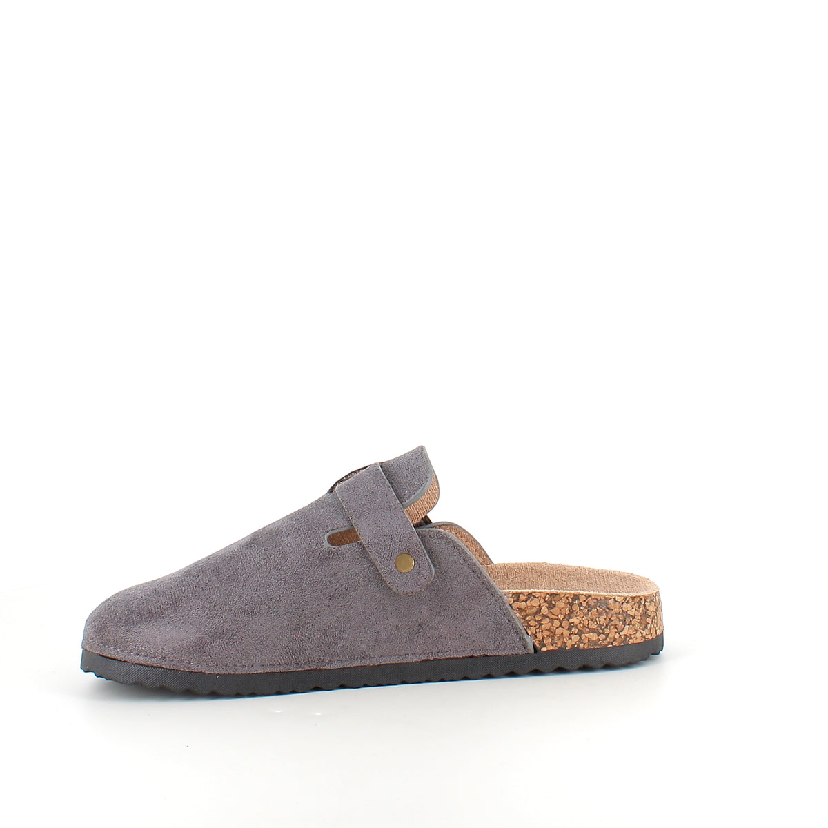 Grå slip on sandal i tekstil – enkel & stilren model