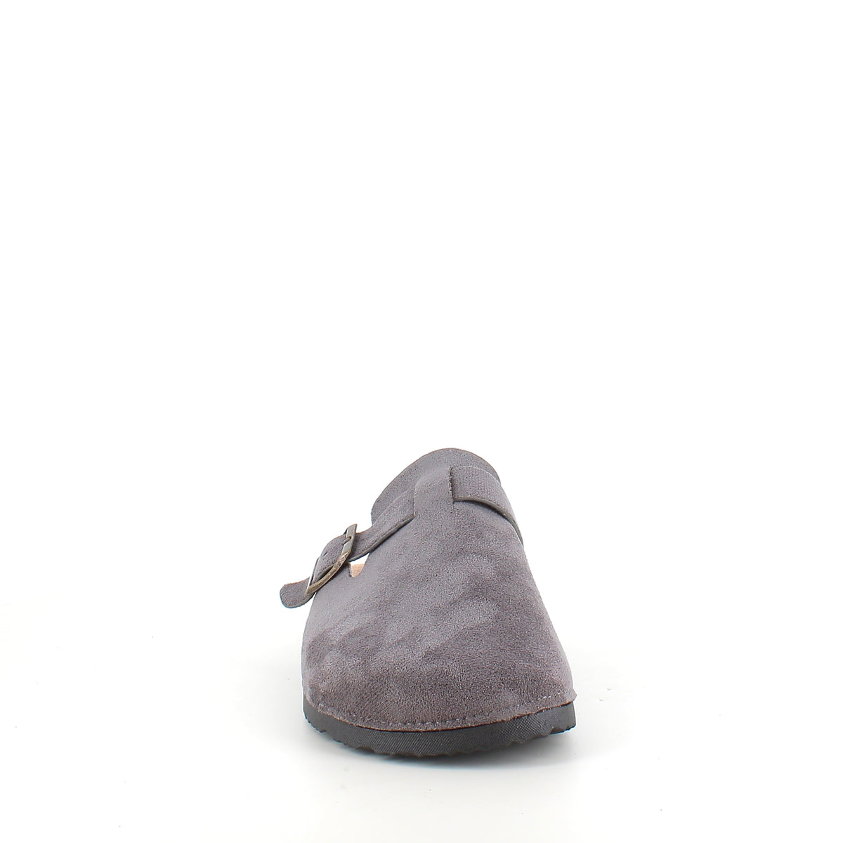 Grå slip on sandal i tekstil – enkel & stilren model