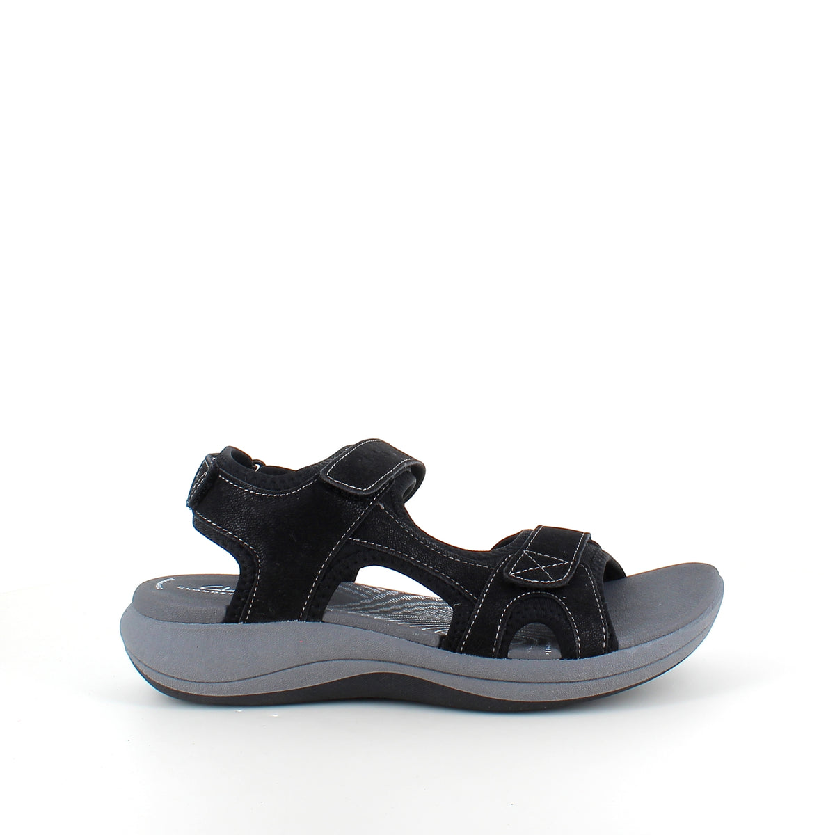 Clarks Cloudsteppers sandal i sort med blød komfort