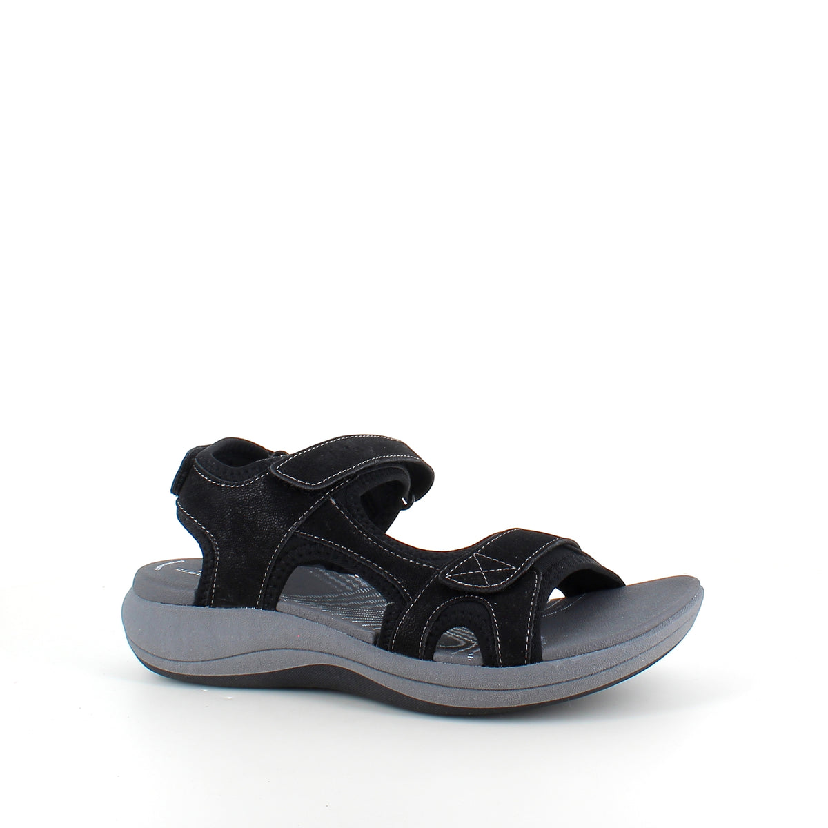 Clarks Cloudsteppers sandal i sort – stødabsorbering hele dagen