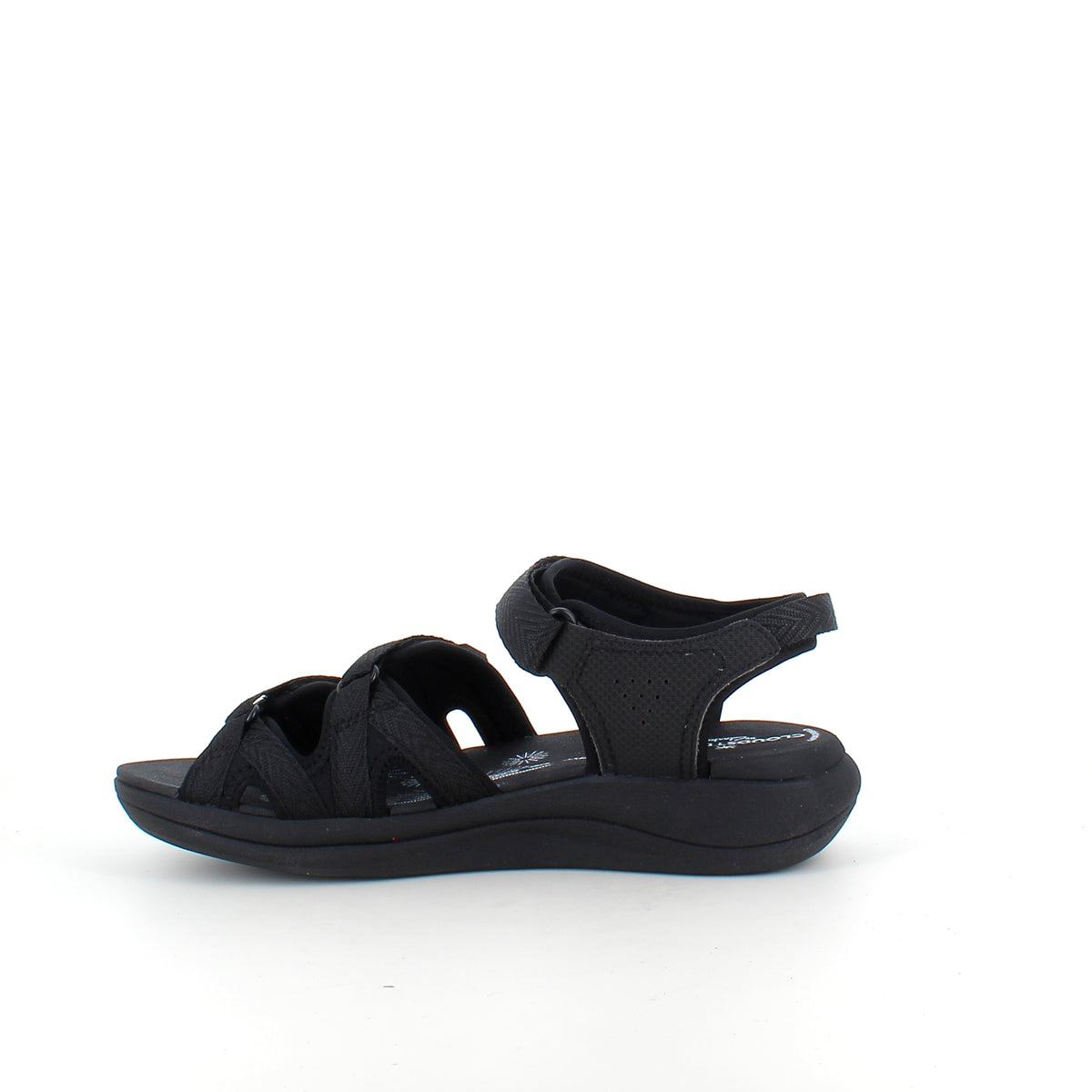 Clarks Cloudsteppers sandal i sort – let og stødabsorberende komfort