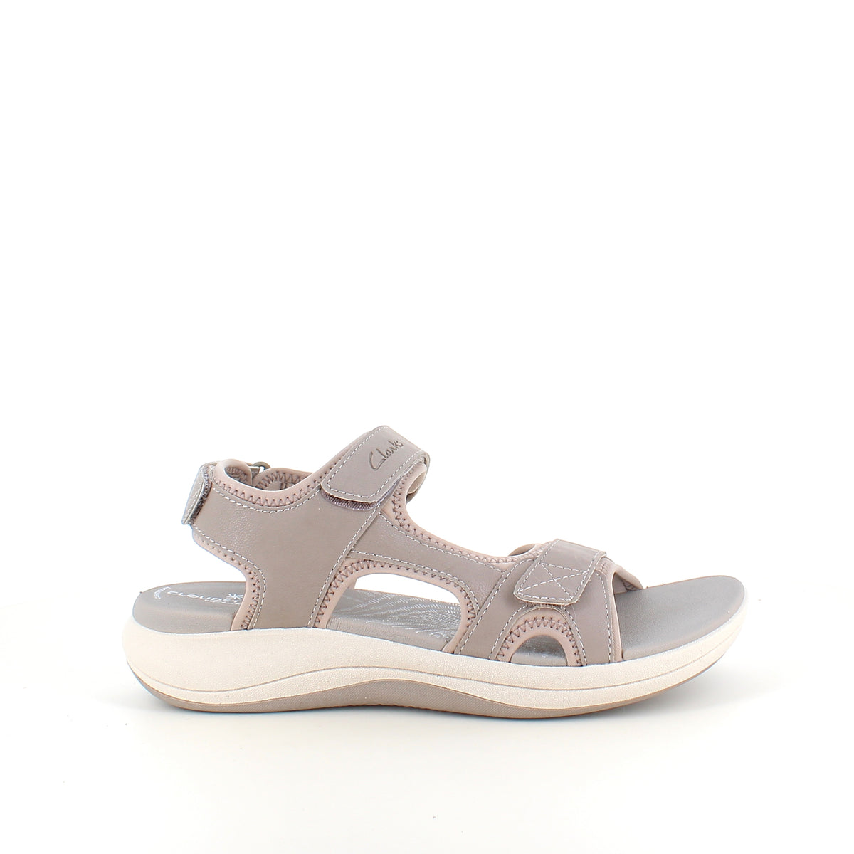 Clarks Cloudsteppers sandal i grå, let og støttende
