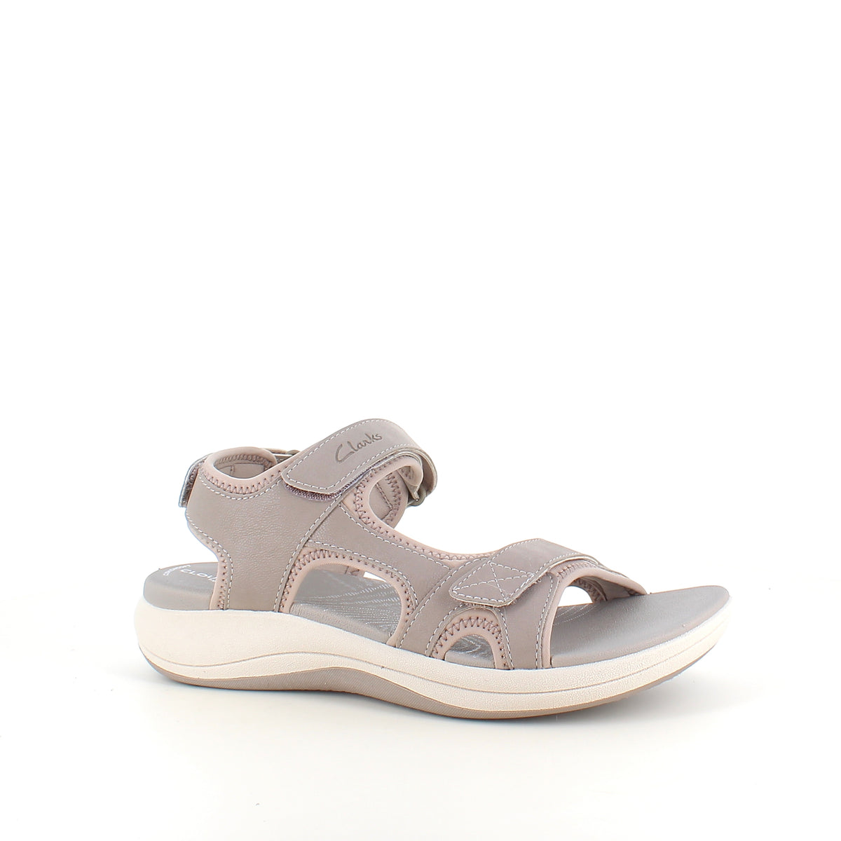 Clarks Cloudsteppers sandal i grå – støttende komfort til hverdag