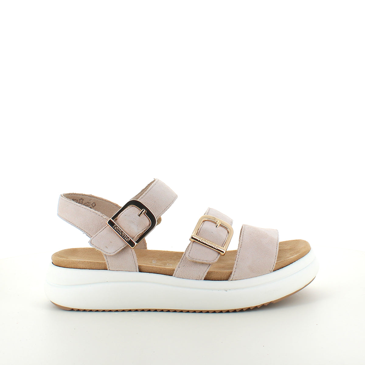 Remonte sandal i beige med hvid bund, komfort op til str. 45