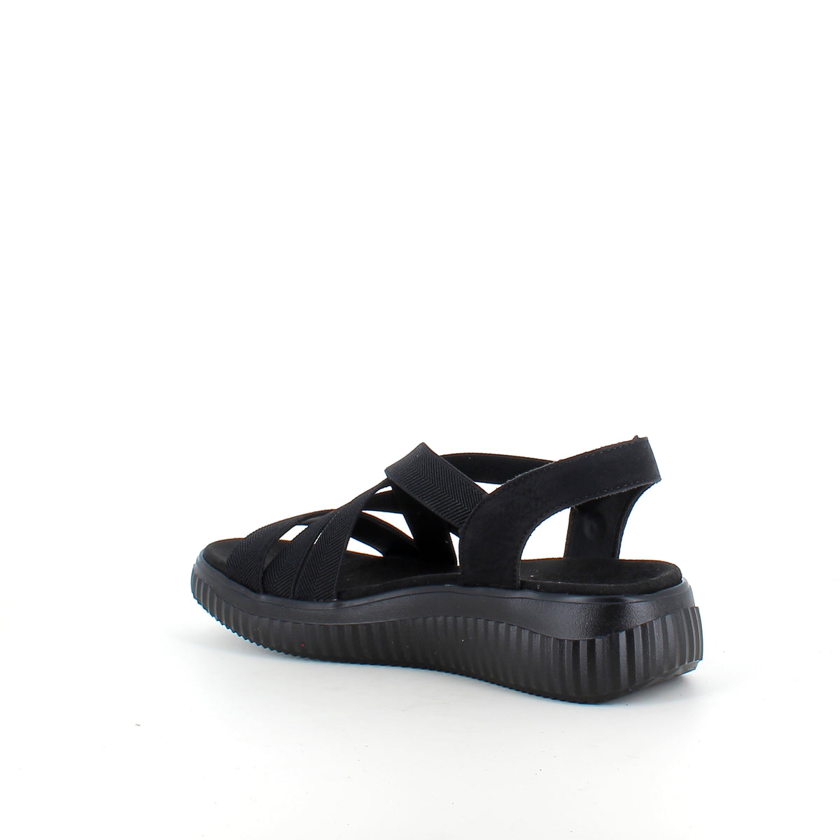 Remonte sandal i sort til dame – bredde, elastiske remme & fast hælrem